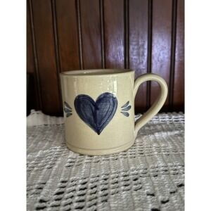 CONNER PRAIRIE Cobalt Blue Heart Salt Glaze Stoneware Mug 1997